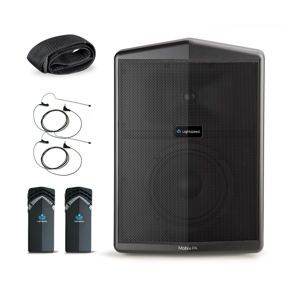Lightspeed Mobile PA with two Flexmikes and Headset Mics for instructional audio beyond the classroom